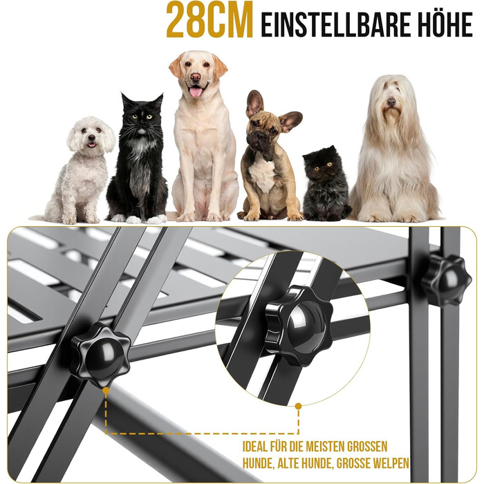 Підставка для мисок для собак OneTigris, регульована висота 28 см, анти-розливання, з дзвіночком, для середніх та великих собак