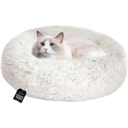 Ліжко для собак і котів PETS-TOP, плюшеве, 60 см, перлово-сіре, знімний чохол, для малих порід