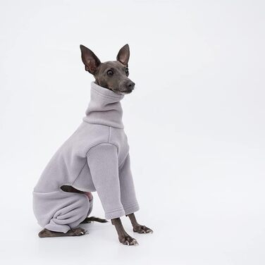 Теплий фланелевий халат для грейхаундів та віппетів, флісовий пуловер з ніжками, вітрозахисний халат з коміром-стійкою, зимовий халат для собак, малих, середніх та великих порід (фіолетовий, XX (X-Small))