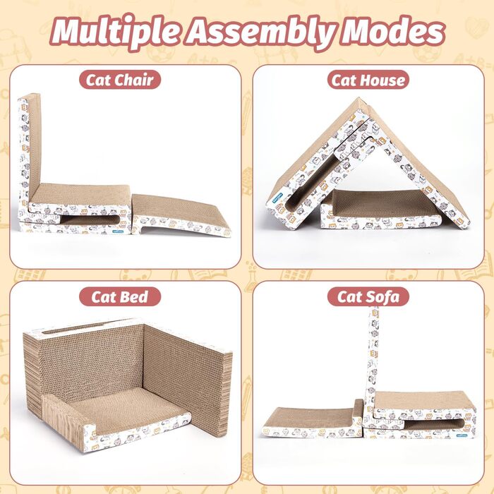 Кігтеточка для котів Nobleza Katze Kratzbrett 3 в 1 з котячою м'ятою, з екологічного картону, 43x24x15 см