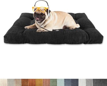 Ортопедичне ліжко для собак 55x30x8 см, чорне, з корду, для маленьких та середніх собак
