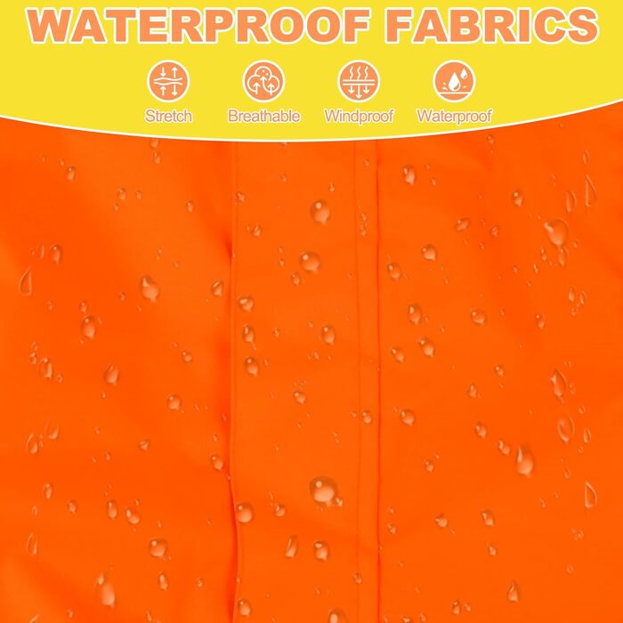 Водонепроникний дощовик для собак Adnikia з капюшоном, регульованими ніжками та отвором для повідка, з відбиваючими смугами, для холодної погоди, M, Оранжевий/Червоний (Zickzackmuster - Sunset Chevron)