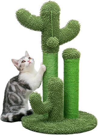 Когтеточка для котів PAWZ Road Кaktus, креативний дизайн, 3 стовпи, зелена, розмір M (32×53 см)