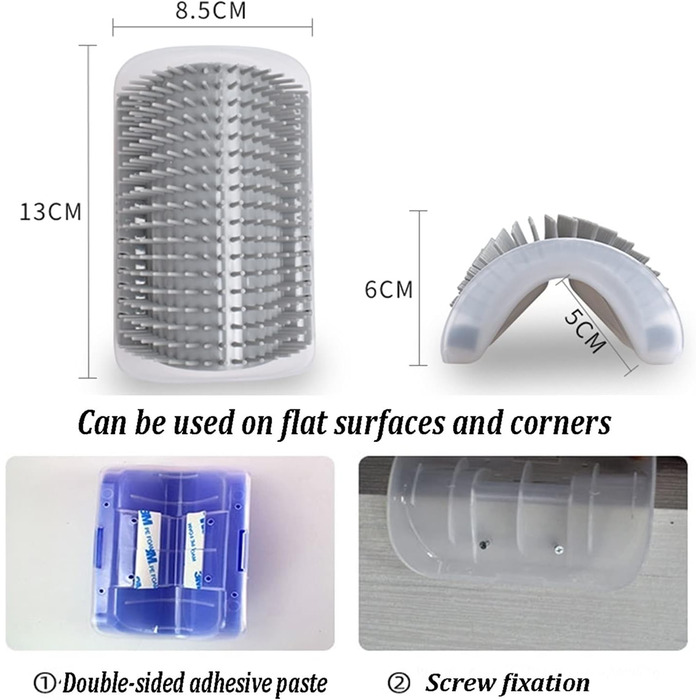 Щітка для котів, самостійний грумінг, для довгошерстих та короткошерстих котів, гребінець для догляду за шерстю, гачок для дверей, ніжок столу, кутів, маленька щітка для котів (рожевий, 8.5x13 см) 8.5x13 см Рожевий