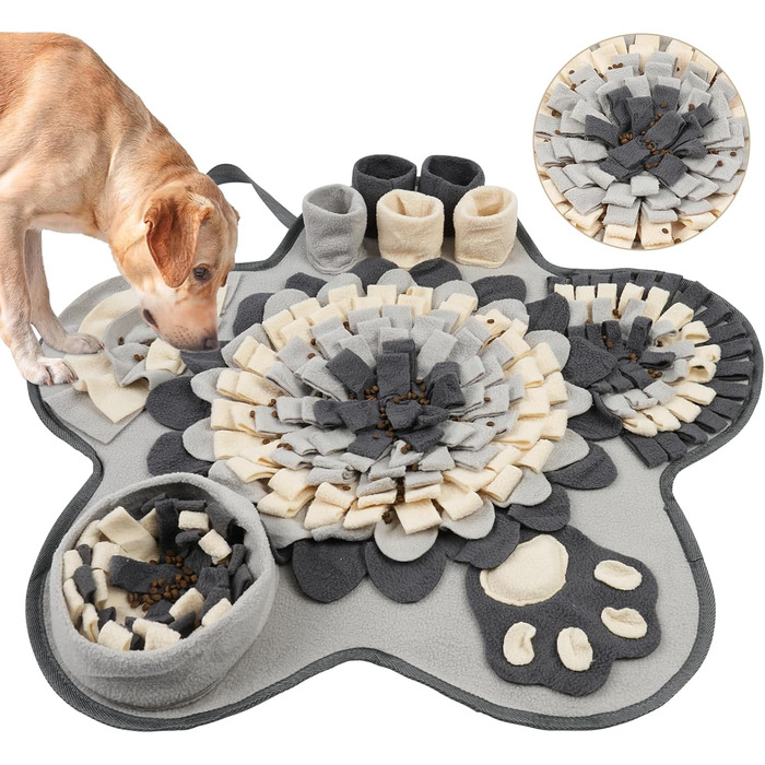 Килимок для собак з пошуком їжі, інтерактивна іграшка-килимок, 60x60 см, сірий