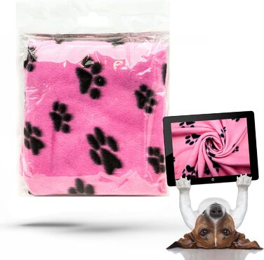 М'яка тепла флісова ковдра з відбитками лап для котів, цуценят та собак, миється, для подорожей (70 x 73 см, 1 шт.) (Рожева, 70x73 см)
