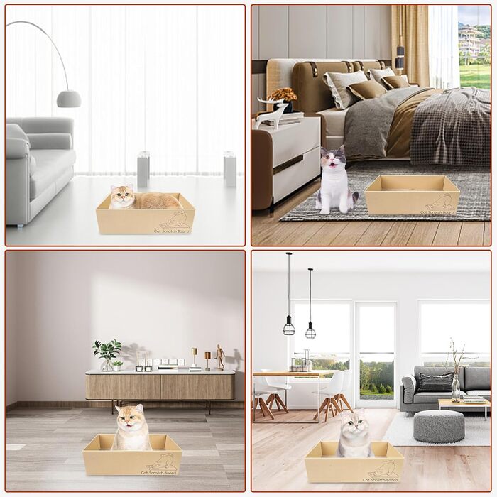 Кігтеточки для котів 5 шт. з гофрокартону, іграшки-кігтеточки, лежанки для котів, 43 x 25.4 x 12.7 см, двосторонні, екологічні