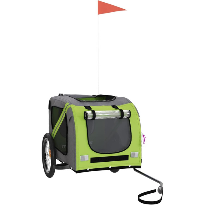 Причіп для велосипеда з собакою, зелений та сірий, Oxford-тканина та метал