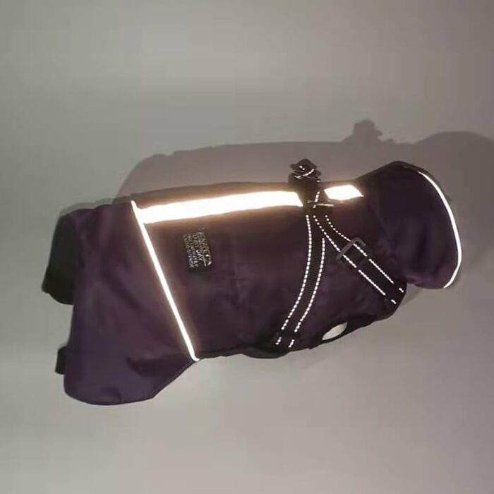 Зимові куртки для собак, жилети для собак з шлейкою, тепла куртка для собак, зимові куртки для собак для маленьких, середніх та великих собак (фіолетовий, S)