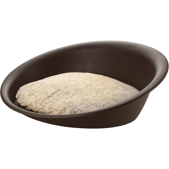 Квітковий лежак для домашніх тварин Richell, овальний, пластиковий, маленький, водонепроникний, з знімним подушечкою 100% поліестер, коричневий, L 54 x B 41 x H 18 см