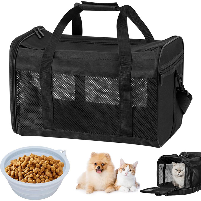 Транспортна переноска для котів та собак WANDGU: складана переноска з мискою для води, 42 x 27 x 28 см