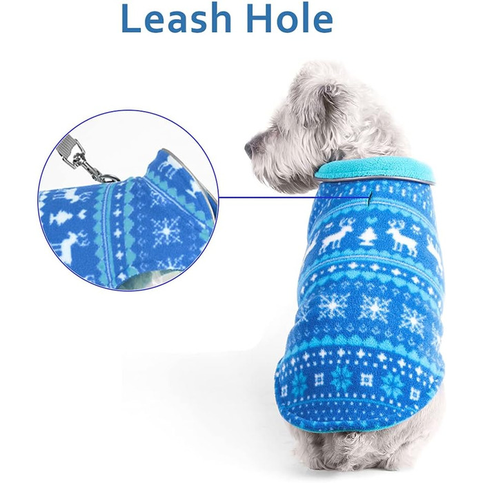 Флісовий теплий жилет для собак ABRRLO, світловідбиваючий, для маленьких та середніх собак, реверсивний, синій, XXL