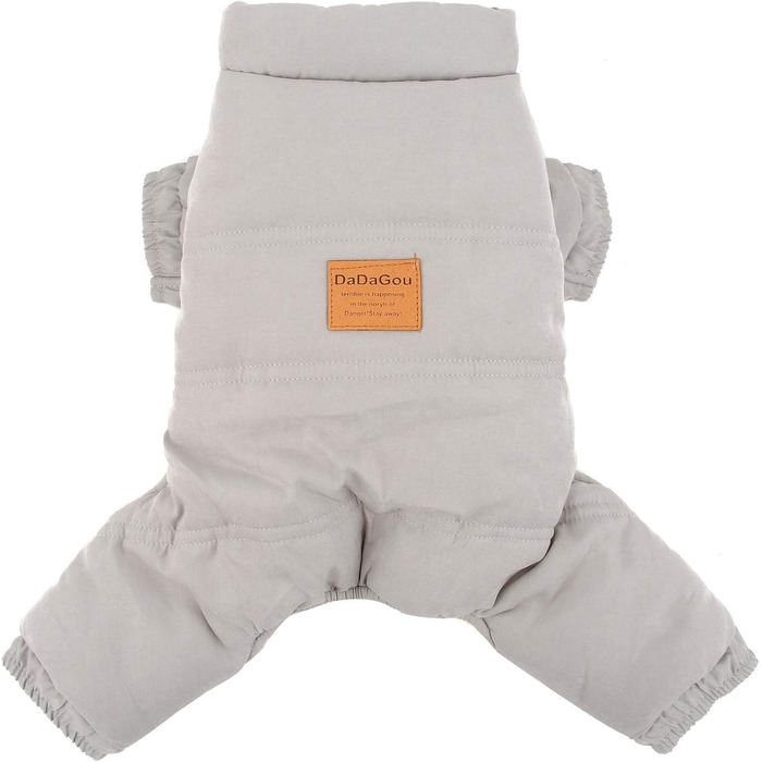 Зунеа Теплий зимовий костюм для собак, флісова підкладка, теплий одяг для цуценят, теплий комбінезон для собак, для дівчаток та хлопчиків (M, сірий)