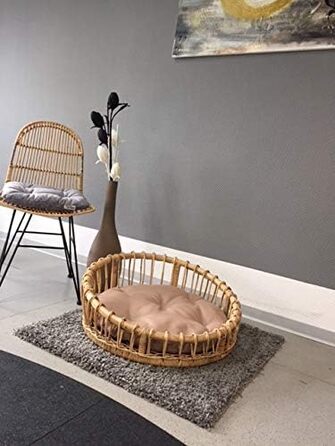 Лежанка для собак та котів Lenny з ротангу, діаметр 60 см