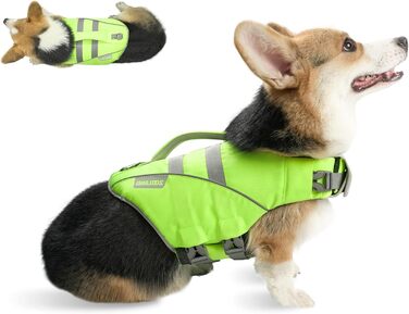 Жилет для плавання собаки ZOOLAND, великий, зелений. Регульований, довговічний, з світловідбиваючими елементами для собак маленьких, середніх та великих порід