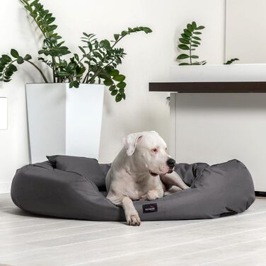 Ортопедичне ліжко для собак Tierlando® ARES з поліестеру з вийманою віско-матрацом, 125x105 см, сірий