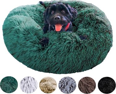 Ліжко для собак Grand Filippo Fluffy, 65 см, кругле, зелений, знімний чохол, машинне прання, ручна робота, м'яке, також для котів