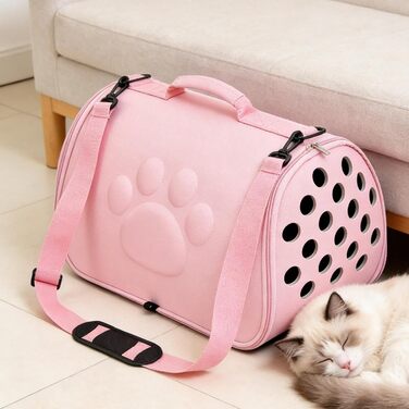 М'яка переноска для тварин - сумка-переноска на плечі | Легка переноска для цуценят та маленьких собак, для подорожей, походів, літака, кемпінгу, щоденних поїздок, до ветеринара, рожева
