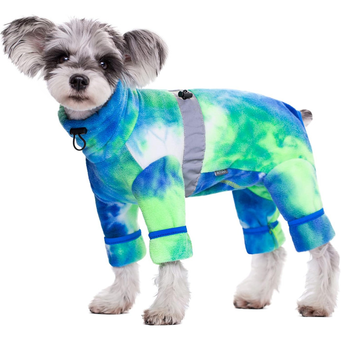 Піжама для собак з полярного флісу, для маленьких та середніх собак, зимова куртка та светр, теплий одяг для чотирилапих (X-Large, колір батик - блакитний)