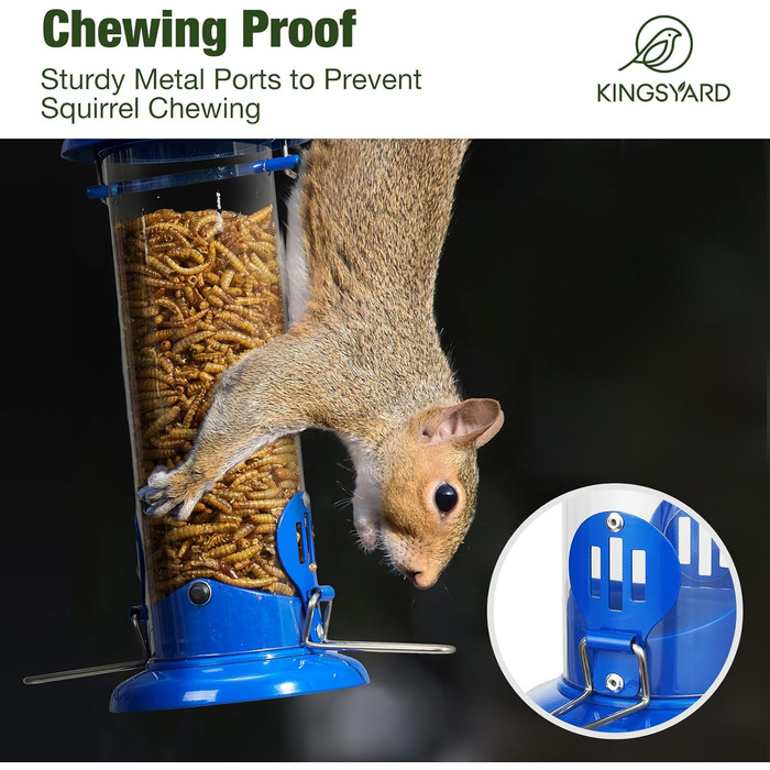 Годівниця для птахів Kingsyard на підвіску – металева годівниця для хробаків для синиць, малих сойок, чижів та птахів, античний синій колір