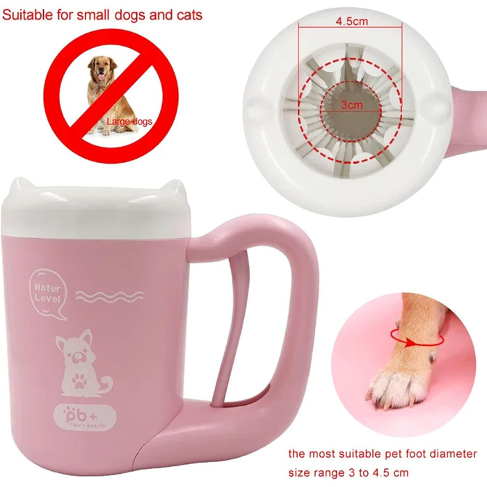 Очисник лап для собак з рушниками, портативний силіконовий пристрій для догляду за лапами, рожевий, S, рожевий