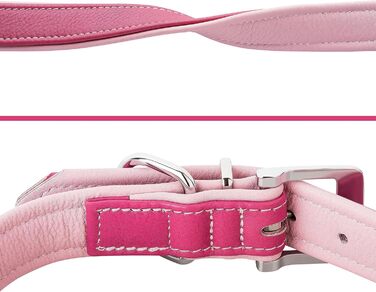 Шкіряне нашийник для собак Fun Line - великий, середній та маленький, з підкладкою, міцний (28-36 см, блакитно-коричневий)