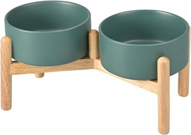 Миска для собак SpunkyJunky з кераміки, піднята годівниця, 850 мл, зелена