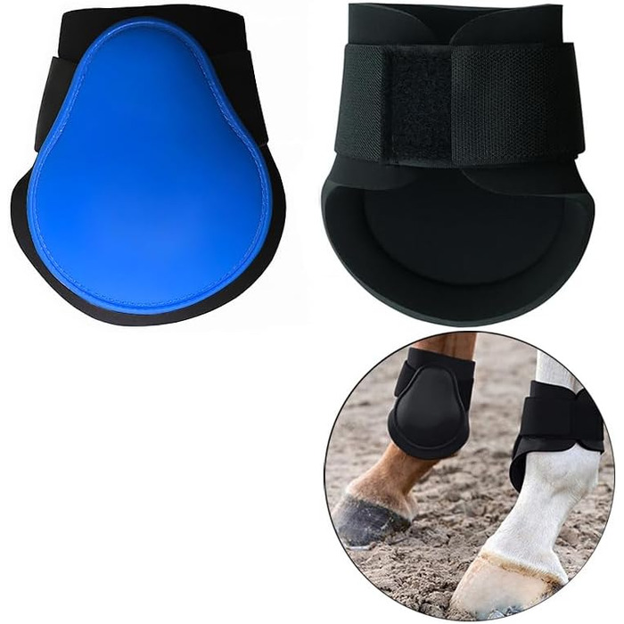 Гетри для коней Merauno® 4 шт. Комплект гетрів для передніх та задніх ніг з жорсткою оболонкою та клямками для жінок та чоловіків. Міцні, еластичні чоботи для сухожиль, класичні (L, синій)