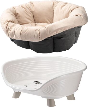 Підвищене ліжко для собак та котів Ferplast Throne, 64 x 48 x 29,5 см, біле, з подушкою, миється, антиковзаюче