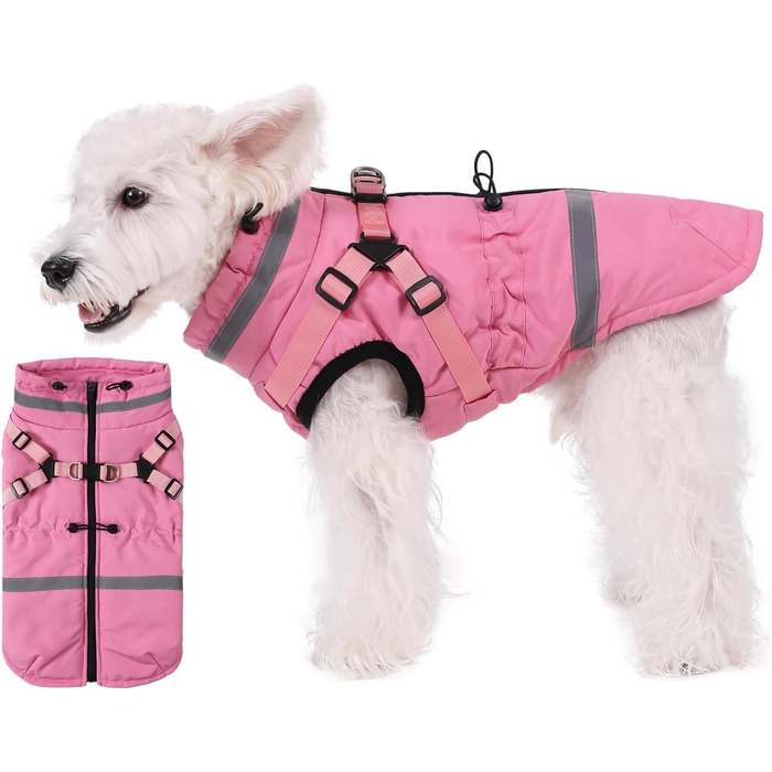 Водонепроникний та вітронепроникний теплий зимовий одяг для собак, розмір M, з інтегрованим нашийником, відбиваючими елементами, ролкрагом та блискавкою. Підходить для великих собак у холодну погоду.