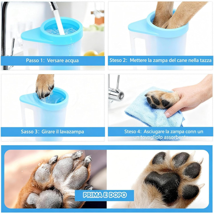 Очищувач лап для собак з силіконовою щіткою, регульований, великий об'єм, підходить для лап собак та котів