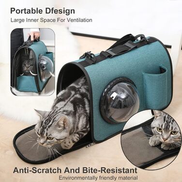 PETCUTE Транспортна сумка для собак та котів, складана, дихаюча, з регульованим плечовим ременем, знімний килимок, схвалена авіакомпаніями, чорна