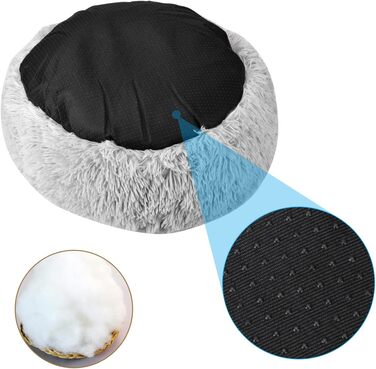 М'яке ліжко для кота та собаки: кругле, плюшеве, миється. Ліжко-подушка для домашніх тварин (70см, 60см, білий, світло-сірий)