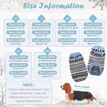 Теплий пуловер для собак середнього розміру Hjumarayan Boho, синій (L). З отвором для шлейки, підходить для Французького бульдога та Лабрадора.