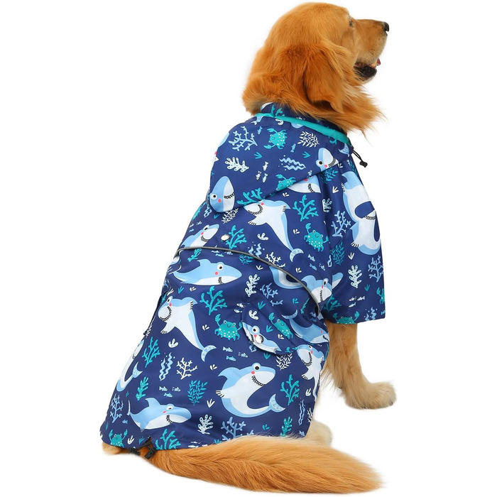 Дощовик для собак HDE, двошаровий, на блискавці, з капюшоном, розмір 3XL (XXX-Large, Хай)