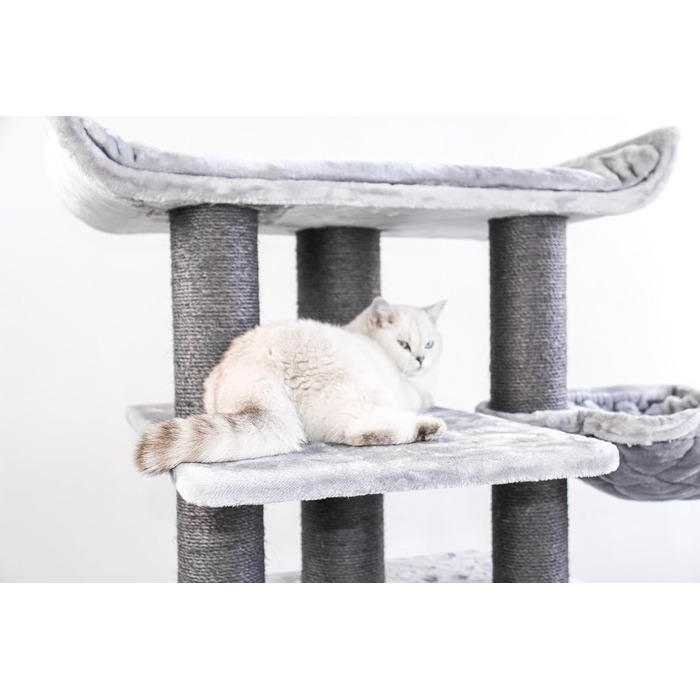 Когтеточка для великих котів Petrebels Maine Coon XXL Route 180 см, дизайн, натуральний сизаль Ø12/15 см, сіра