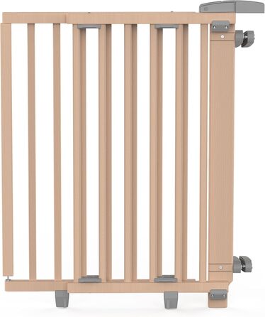 Захист для сходів Geuther Oris | Дверний захист для сходів з кріпленням, ширина 67-95 см | Стабільний захист з розпашною дверцятами | Дерев'яне дитяче гiтер, натуральний лак 67-95 см