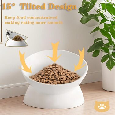Підвищений годівниця для котів та маленьких собак, кераміка, антиблювання, 150 мл, 1 шт. (білий)