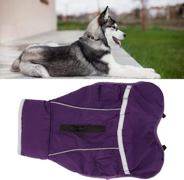 Зимовий теплий куртка для собак з регулюванням, світловідбиваючий, м'який, для малих, середніх та великих порід (M) фіолетовий
