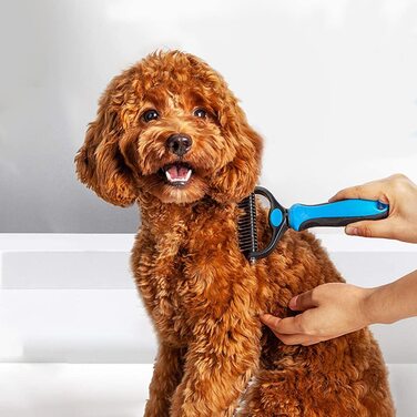 Набір для догляду за шерстю собаки: щітки, гребінці для видалення підшерстка, розплутування та вичісування (рожевий, блакитний)