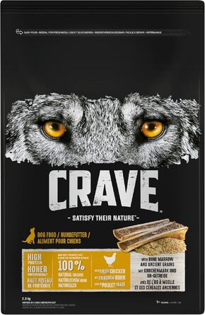 Беззерновий сухий корм для дорослих собак CRAVE з куркою, преміум-клас, високий вміст протеїну, 8.4 кг