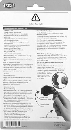 Тріксі Щітка-гребінець для видалення підшерстка - змінний гребінець, нержавіюча сталь, гумовий грифель - чорний/синій (7 x 15 см) - для собак та котів