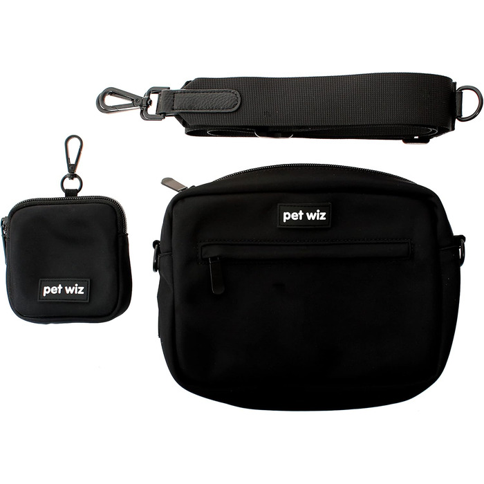 Сумка для собак Pet Wiz з регульованим ремінцем та кишенькою для ласощів, чорна