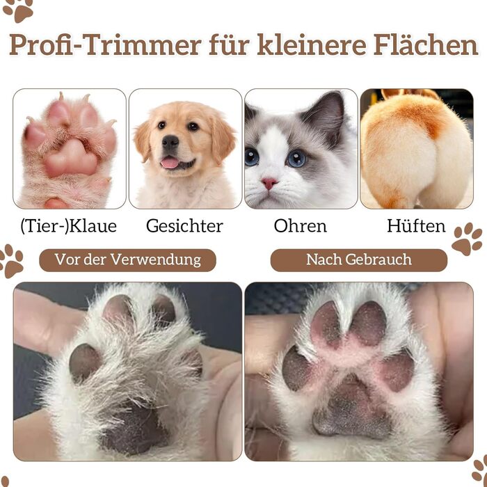 Тример для собак 3-в-1 електричний, вологостійкий з LED-підсвічуванням, тихий, для грумінгу лап, очей, вух, обличчя та тіла