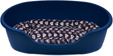 Корзина для собак Adena, 71 x 48 см, блакитна + подушка з сердечками, коричнева, розмір L 71 x 48 x 22 см