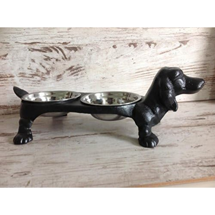 Миска для собак, чаша для корму, годівниця для собак з чавуну, подвійна миска