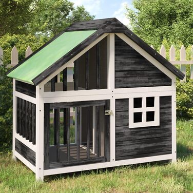 vidaXL Будка для собаки сіра 96x60,5x87 см з масиву сосни