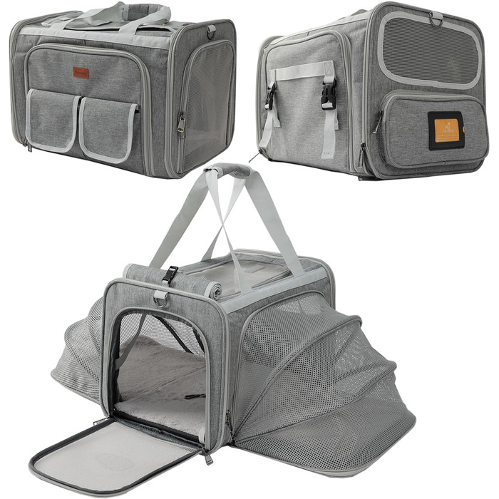 Трансформер для котів та собак, цуценят, кроликів, L, рожевий (сірий), для подорожей, схвалено авіакомпаніями