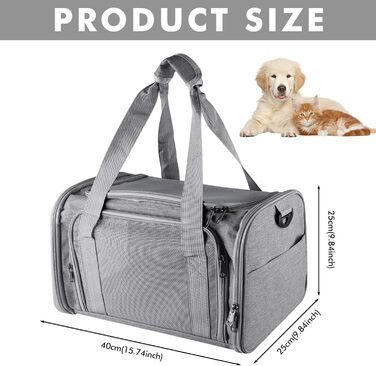 Транспортна сумка для кота/собаки WANDGU: складана, дихаюча, до 7 кг, з повідком та плечовим ременем