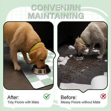 Килимок для котячого корму BLESWIN - килимок для котів та собак, чорно-білий, 61x40,5 см. Захист від розливу води та корму